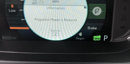 Dashboard showing low charge